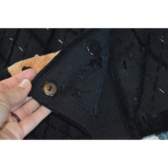 Vintage 90s Berer NWOT Beaded Diamond Leopard Cardigan Women Small Glam Rock Lux - Picture 8 of 11